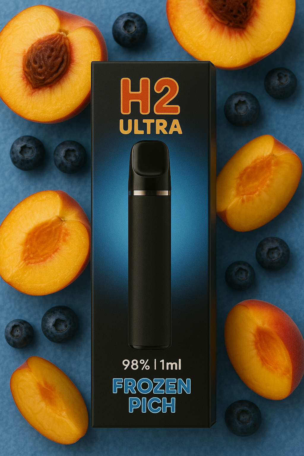„H2 Ultra Frozen Peach Vape 98 % Kanabinoidų – šaldytas persiks skonio garintuvas“a